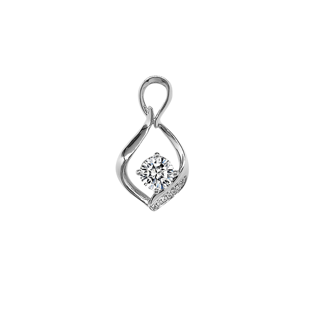 Twisted Leaf White Lab Grown Diamond in 18K White Gold Pendant