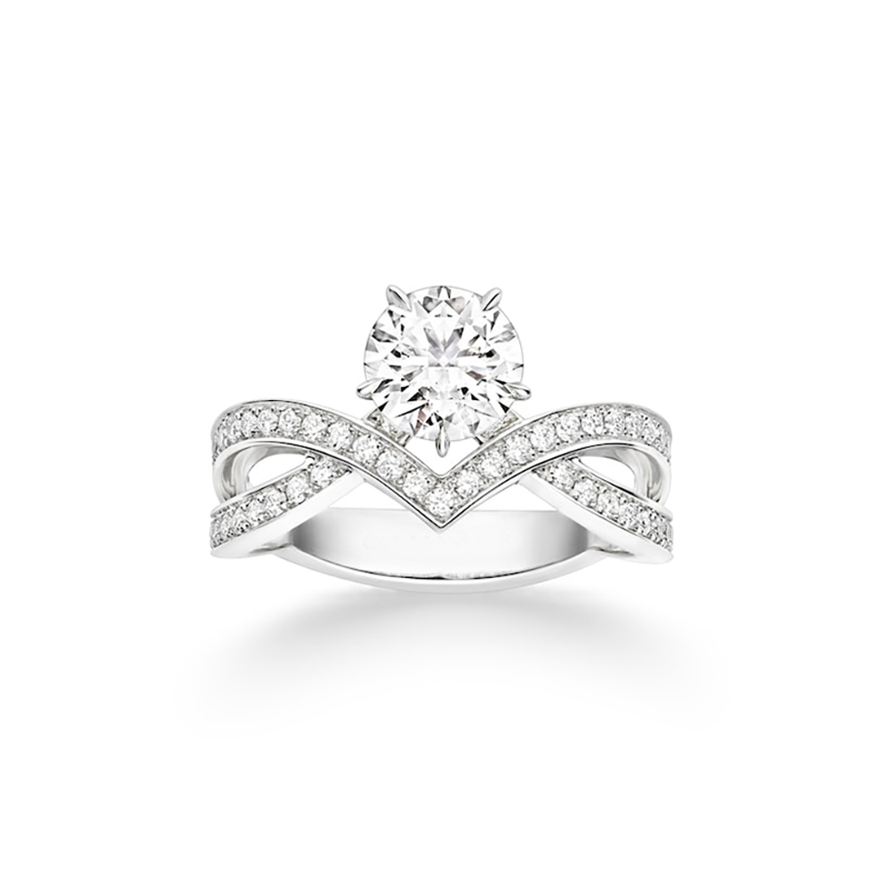 Coronation Crown White Lab Grown Diamond in 18K White Gold Ring