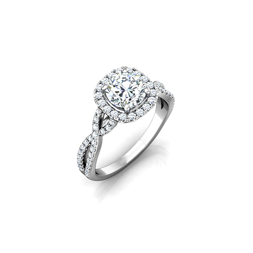 Cube Twist Arm White Lab Grown Diamond in 18K White Gold Ring