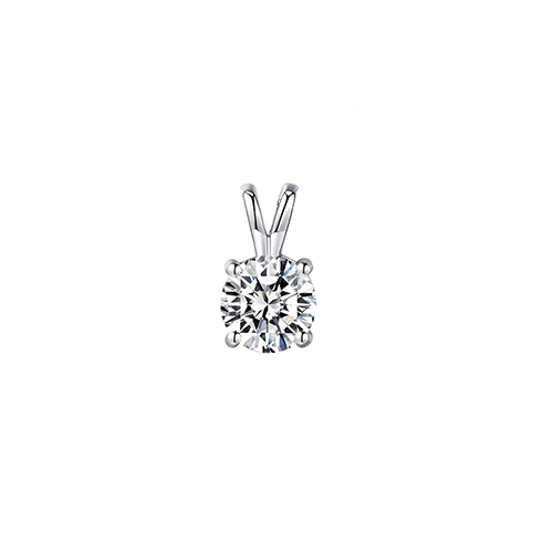 Bunny Ear Four Prong White Lab Grown Diamond in 18K White Gold Pendant