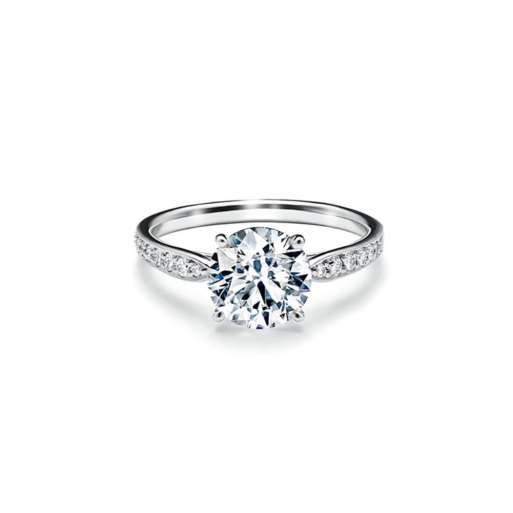 Starlight Four Prong White Lab Grown Diamond in 18K White Gold Ring