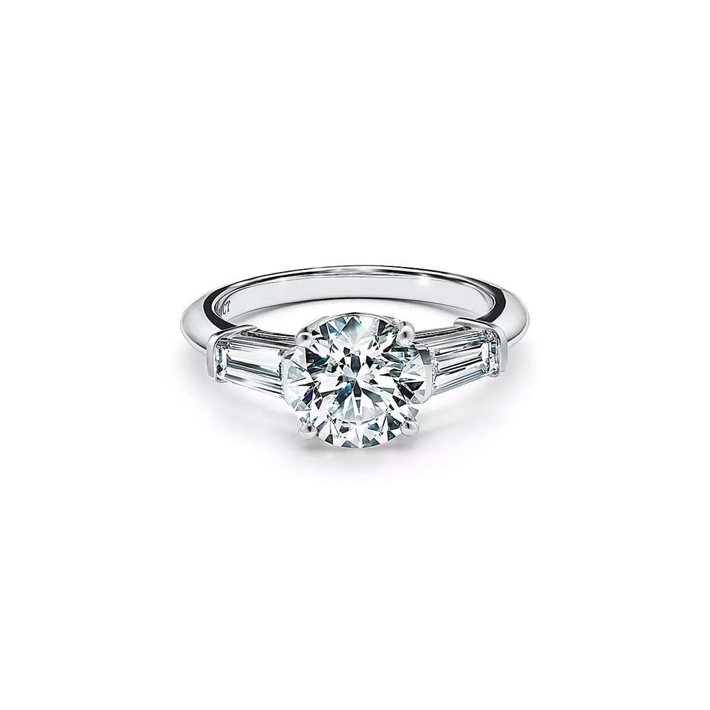 Trapezoid Trilogy White Lab Grown Diamond in 18K White Gold Ring