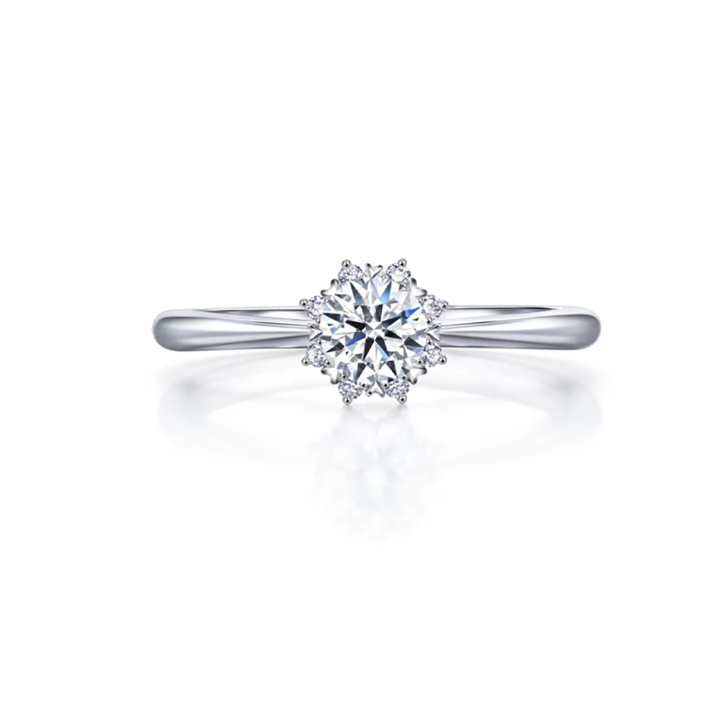 Heart Compass Full Love White Lab Grown Diamond in 18K White Gold Ring