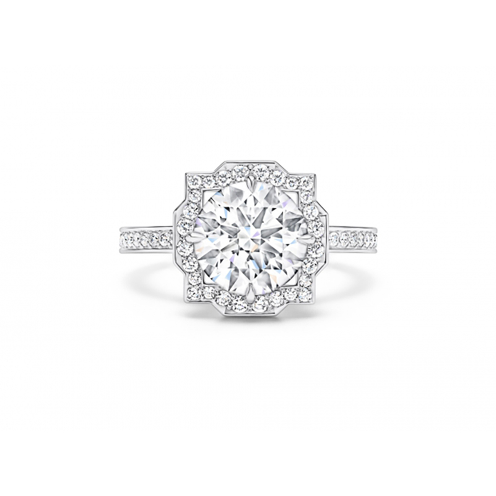 Belle White Lab Grown Diamond in 18K White Gold Ring