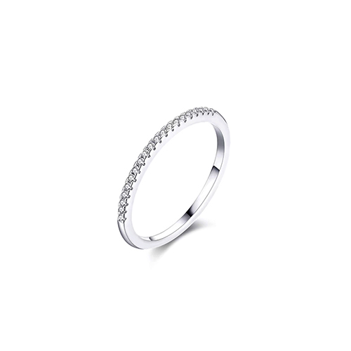 Half Eternity White Lab Grown Diamond in 18K White Gold Stacking Ring