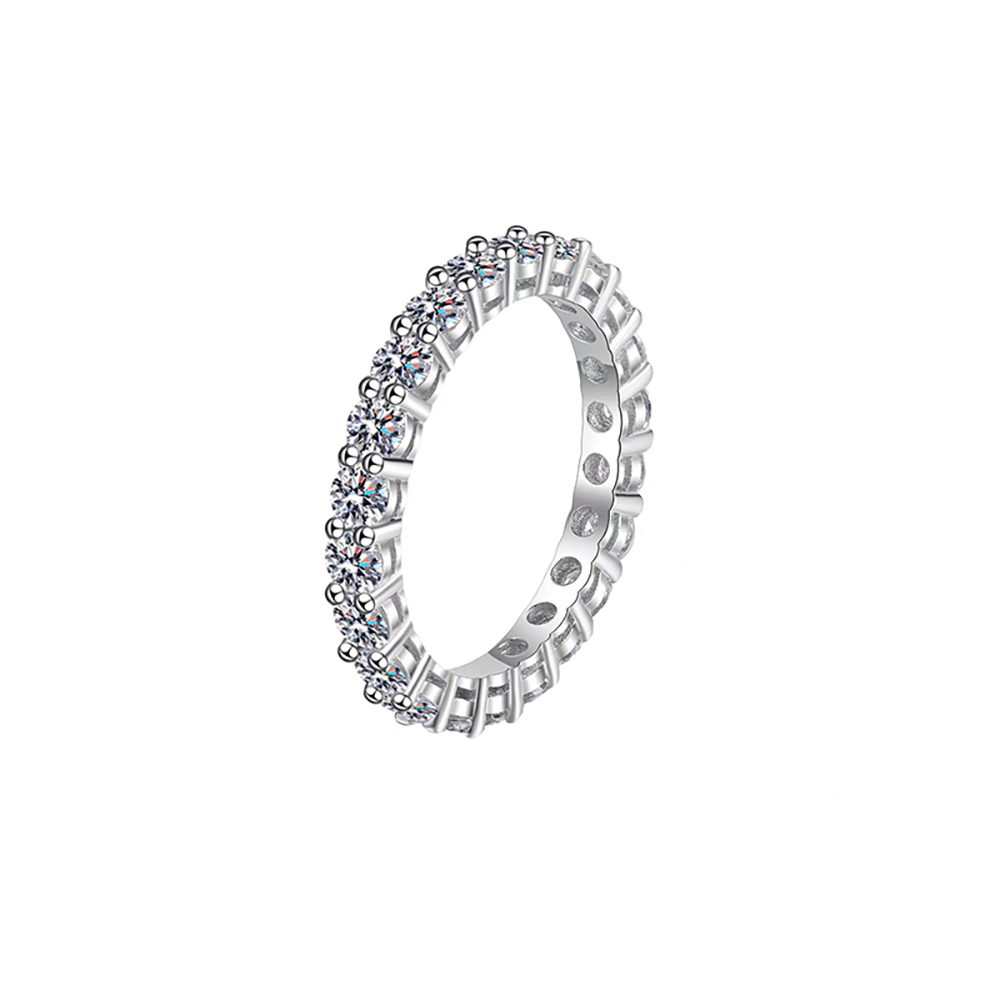 Half Eternity White Lab Grown Diamond in 18K White Gold Stacking Ring