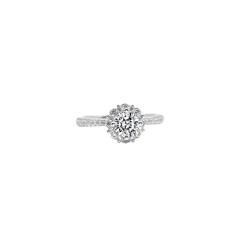 Flower White Lab Grown Diamond in 18K White Gold Ring