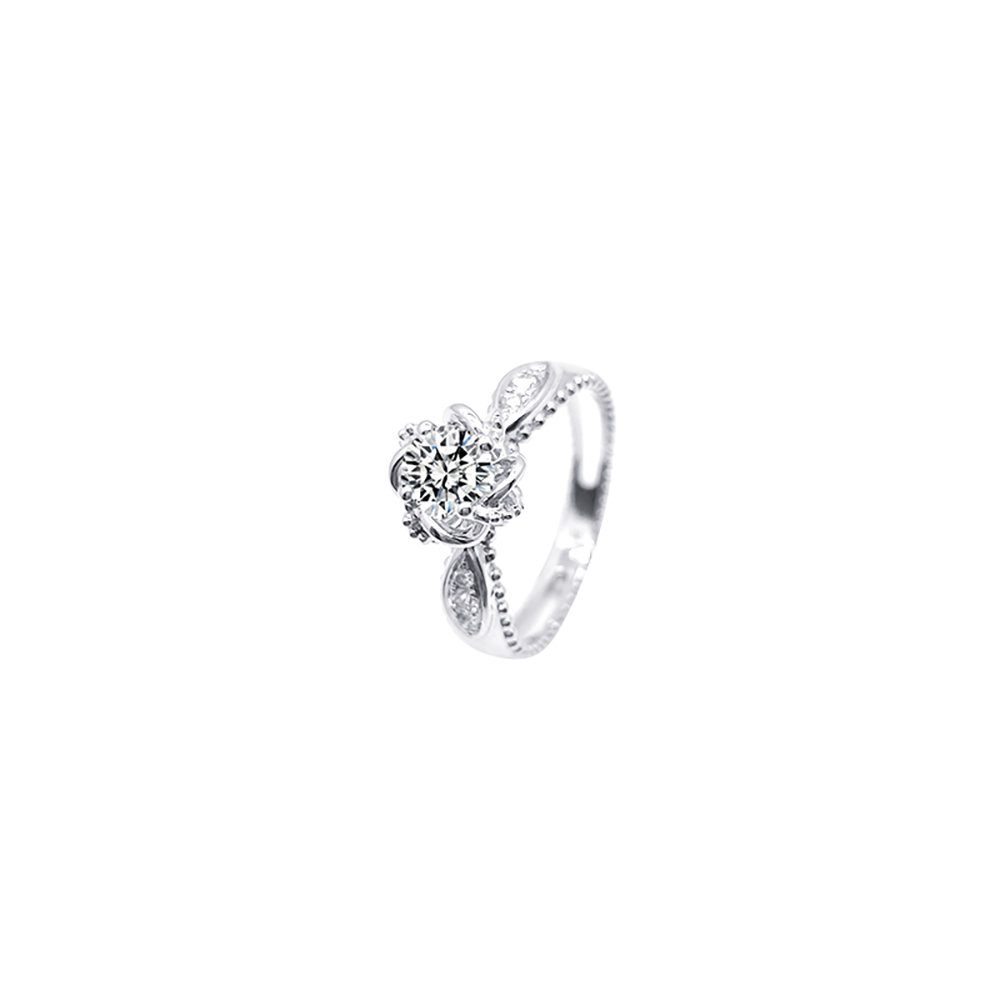 Rose Fountain White Lab Grown Diamond in 18K White Gold Ring