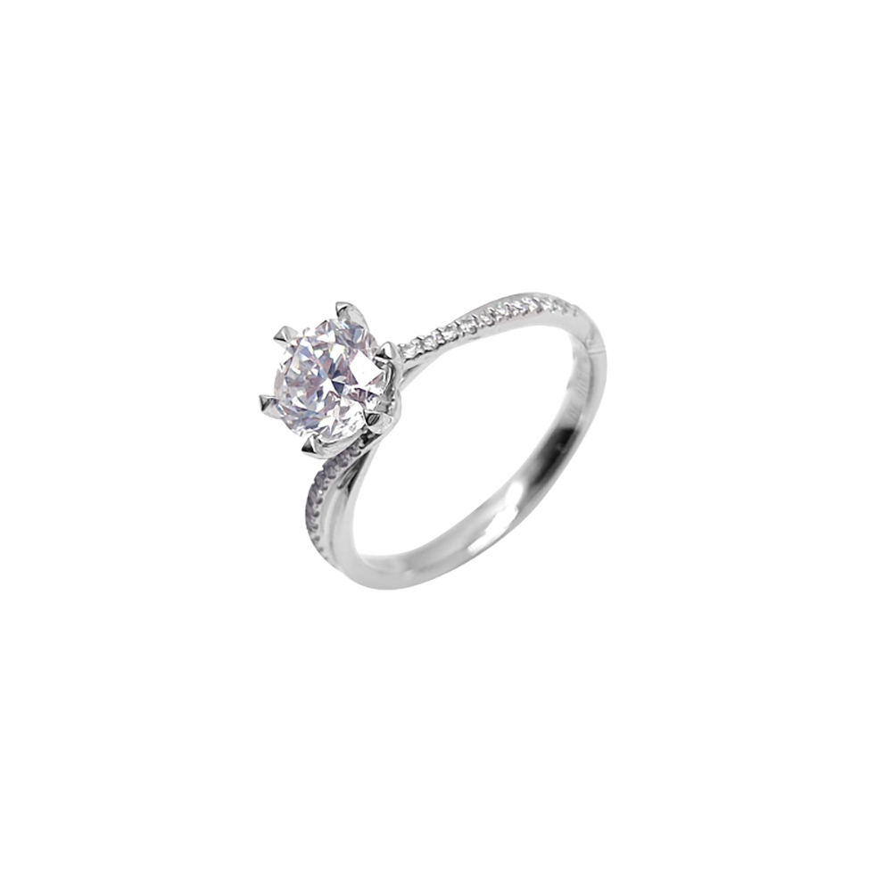 Affection Twisted Band White Lab Grown Diamond in 18K White Gold Ring