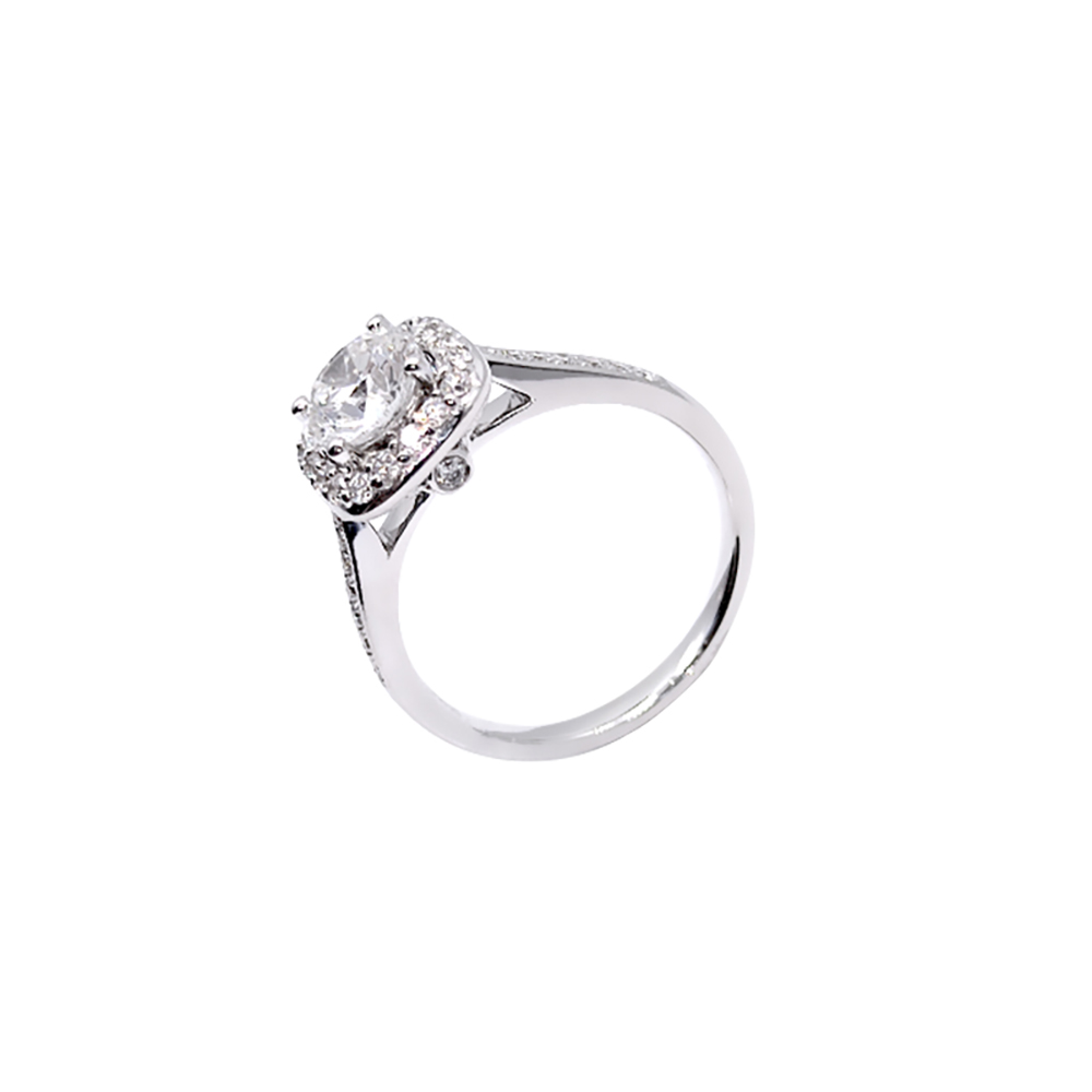 Sugar Cube White Lab Grown Diamond in 18K White Gold Ring