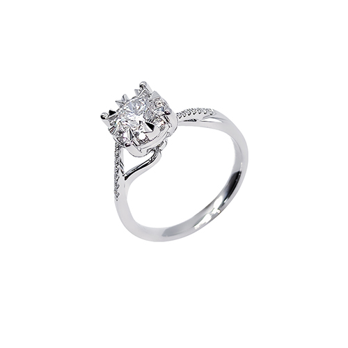 Bouquet Vine White Lab Grown Diamond in 18K White Gold Ring