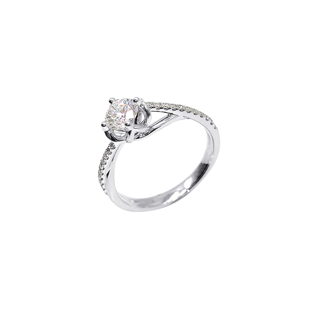 Sparkling Twist White Lab Grown Diamond in 18K White Gold Ring