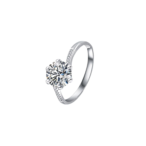 Six Prong Twist White Lab Grown Diamond in 18K White Gold Ring