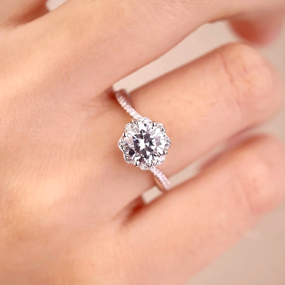 Bouquet Twist White Lab Grown Diamond in 18K White Gold Ring