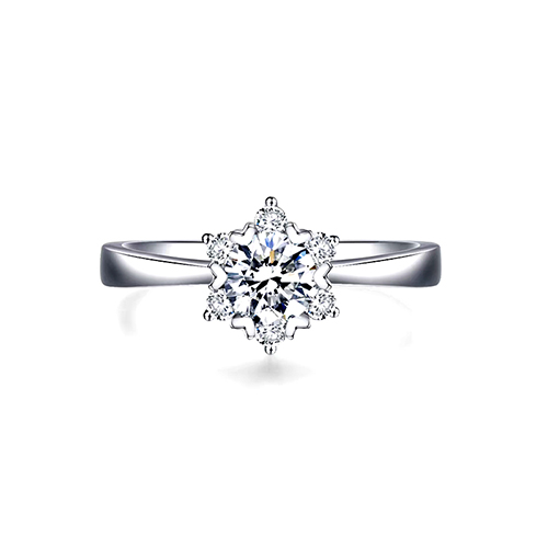 Heart Prong Sunflower White Lab Grown Diamond in 18K White Gold Ring