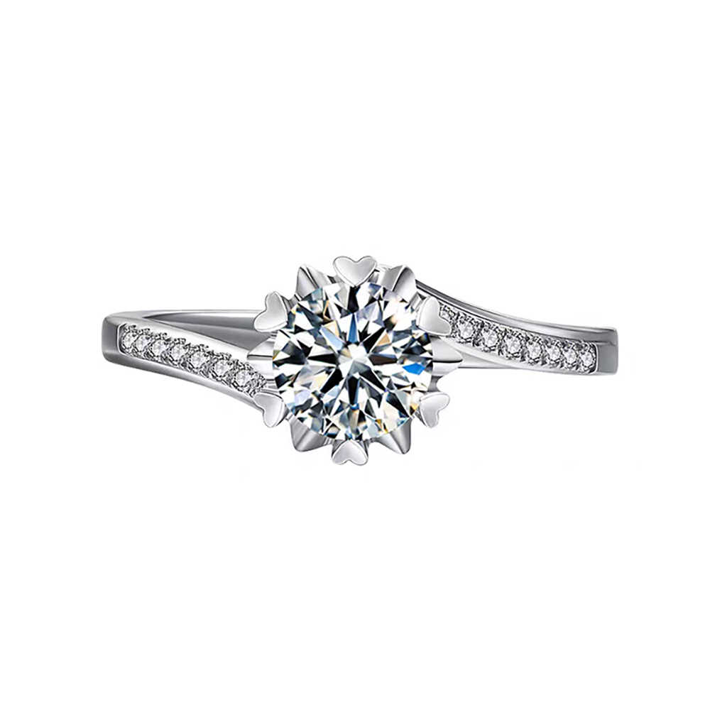 White Lab Grown Diamond in 18K White Gold Ring