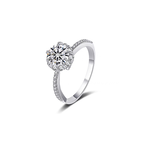 Snowflake Heart White Lab Grown Diamond in 18K White Gold Ring