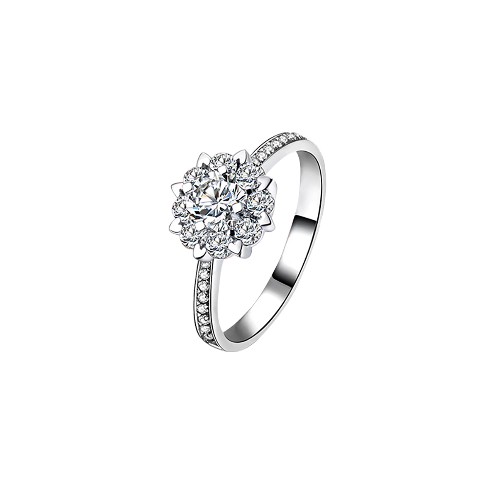 Round Four Prong White Lab Grown Diamond in 18K White Gold Ring