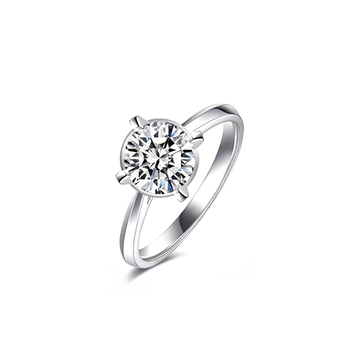 Four Prong White Lab Grown Diamond in 18K White Gold Ring