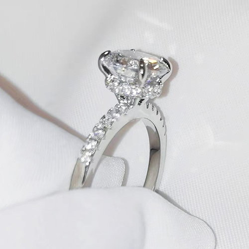 Four Prong White Lab Grown Diamond in 18K White Gold Rin