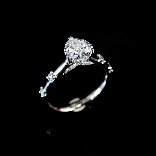 Heart White Lab Grown Diamond in 18K White Gold Ring