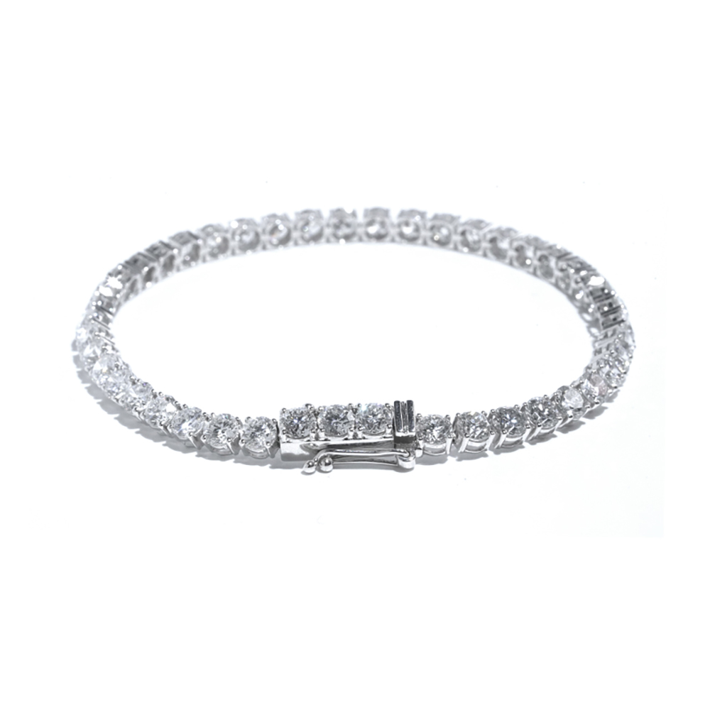 Tennis Bracelet with Prong Set White Lab Grown Diamond in 18K White Gold Bracelet