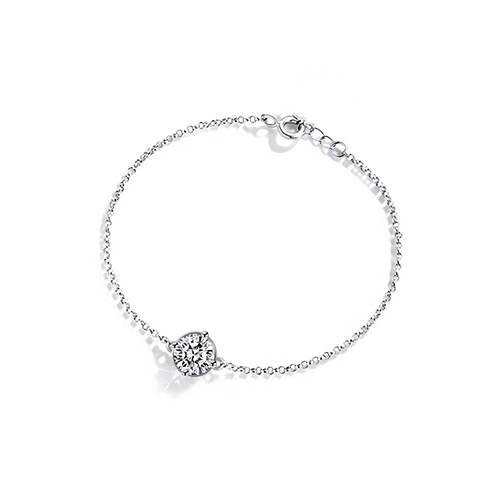 Four Leaf Water Drop Ful White Lab Grown Diamond in 18K White Gold Bracelet