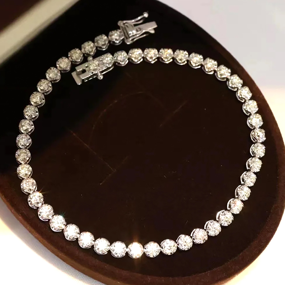 Full Diamond Bubble White Lab Grown Diamond in 18K White Gold Bracelet