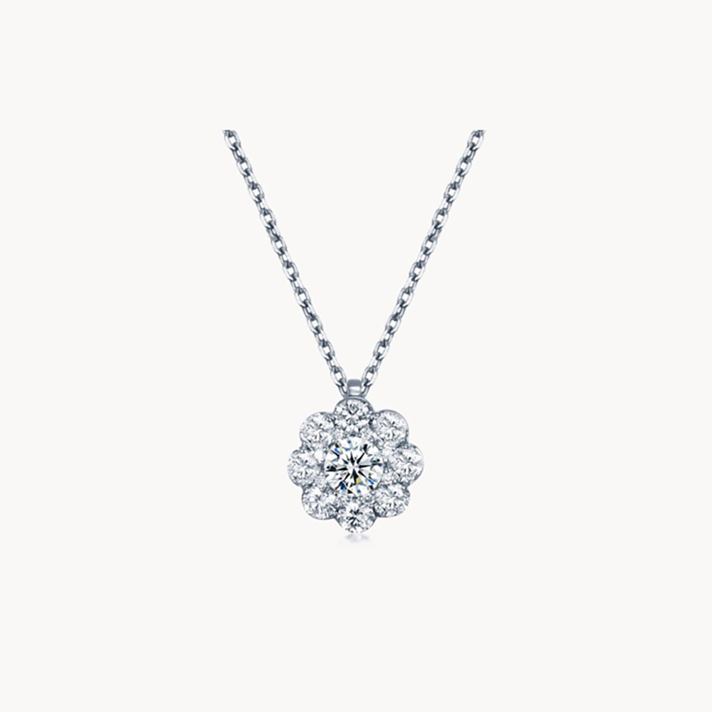 Add sparkle to your look with the Pavé Set White Lab-Grown Diamond Necklace in 18K White Gold. Featuring a delicate design encrusted with shimmering pavé-set diamonds, this necklace offers timeless elegance and radiant charm.