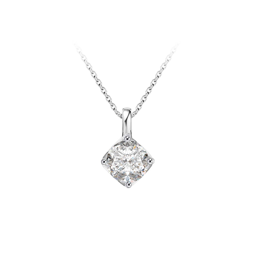 Parallel Four Prong White Lab Grown Diamond in 18K White Gold Necklace