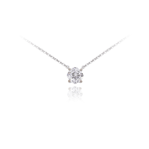 Cushion Four Prong White Lab Grown Diamond in 18K White Gold Necklace