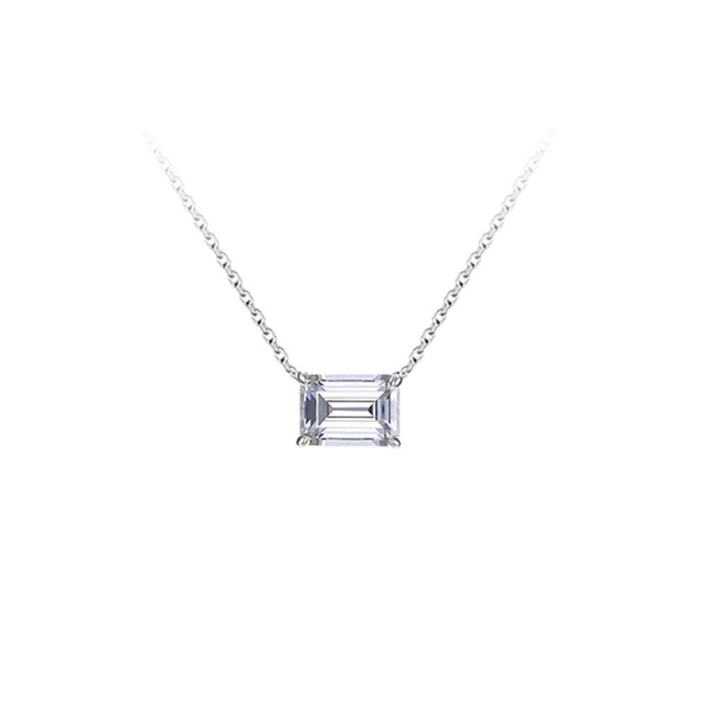 Asscher White Lab Grown Diamond in 18K White Gold Necklace