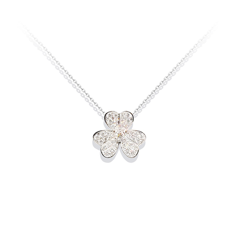 Rock Candy Grass White Lab Grown Diamond in 18K White Gold Necklace