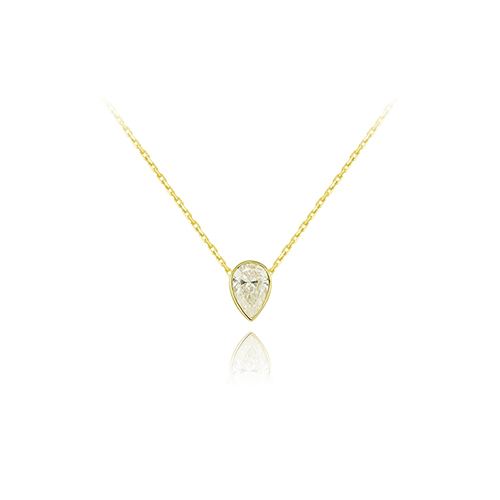 Yellow Diamond Sugar Cube White Lab Grown Diamond in 18K White Gold Necklace