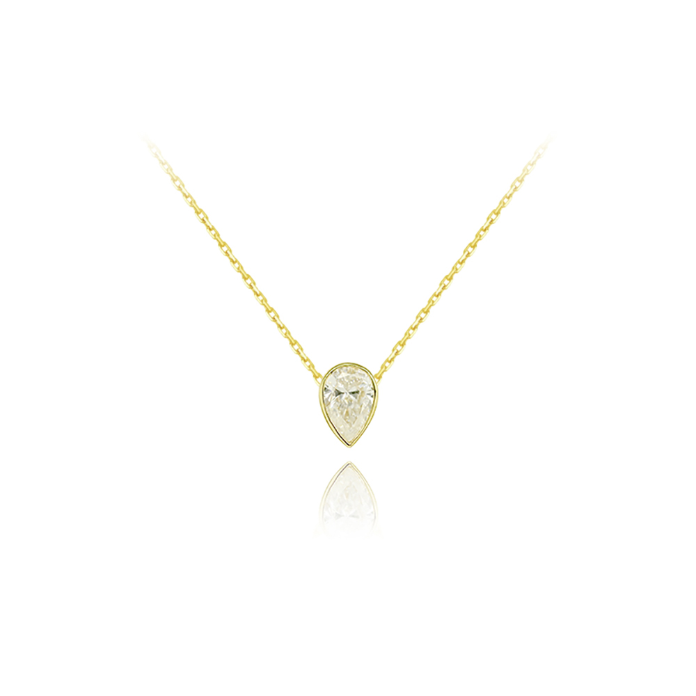 Yellow Diamond Sugar Cube White Lab Grown Diamond in 18K White Gold Necklace