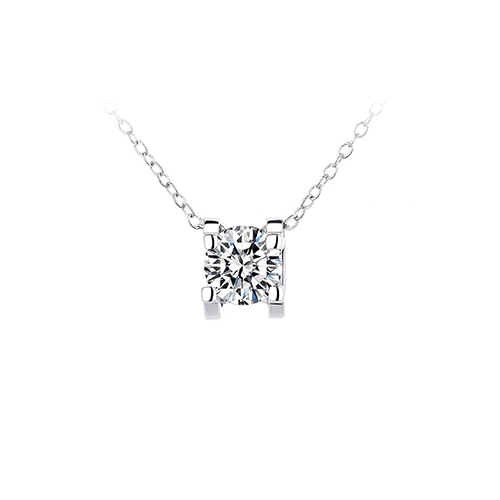 Bull Head Set White Lab Grown Diamond in 18K White Gold Necklace