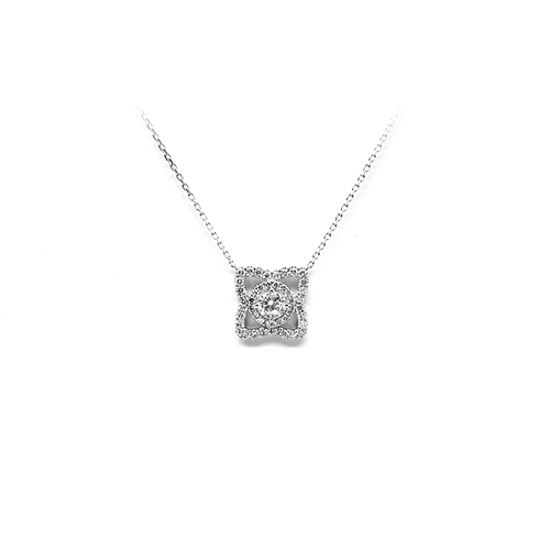 DB Lotus Set White Lab Grown Diamond in 18K White Gold Necklace