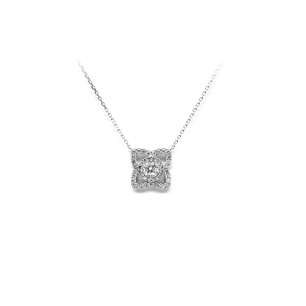 DB Lotus Set White Lab Grown Diamond in 18K White Gold Necklace