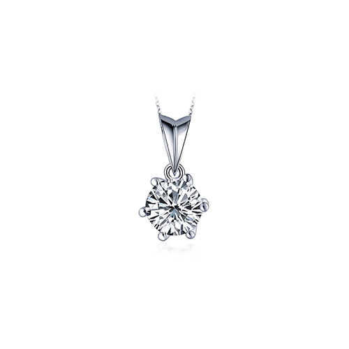 Six Prong White Lab Grown Diamond in 18K White Gold Necklace