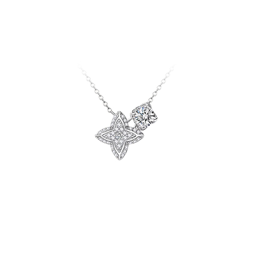 Fairy White Lab Grown Diamond in 18K White Gold Necklace