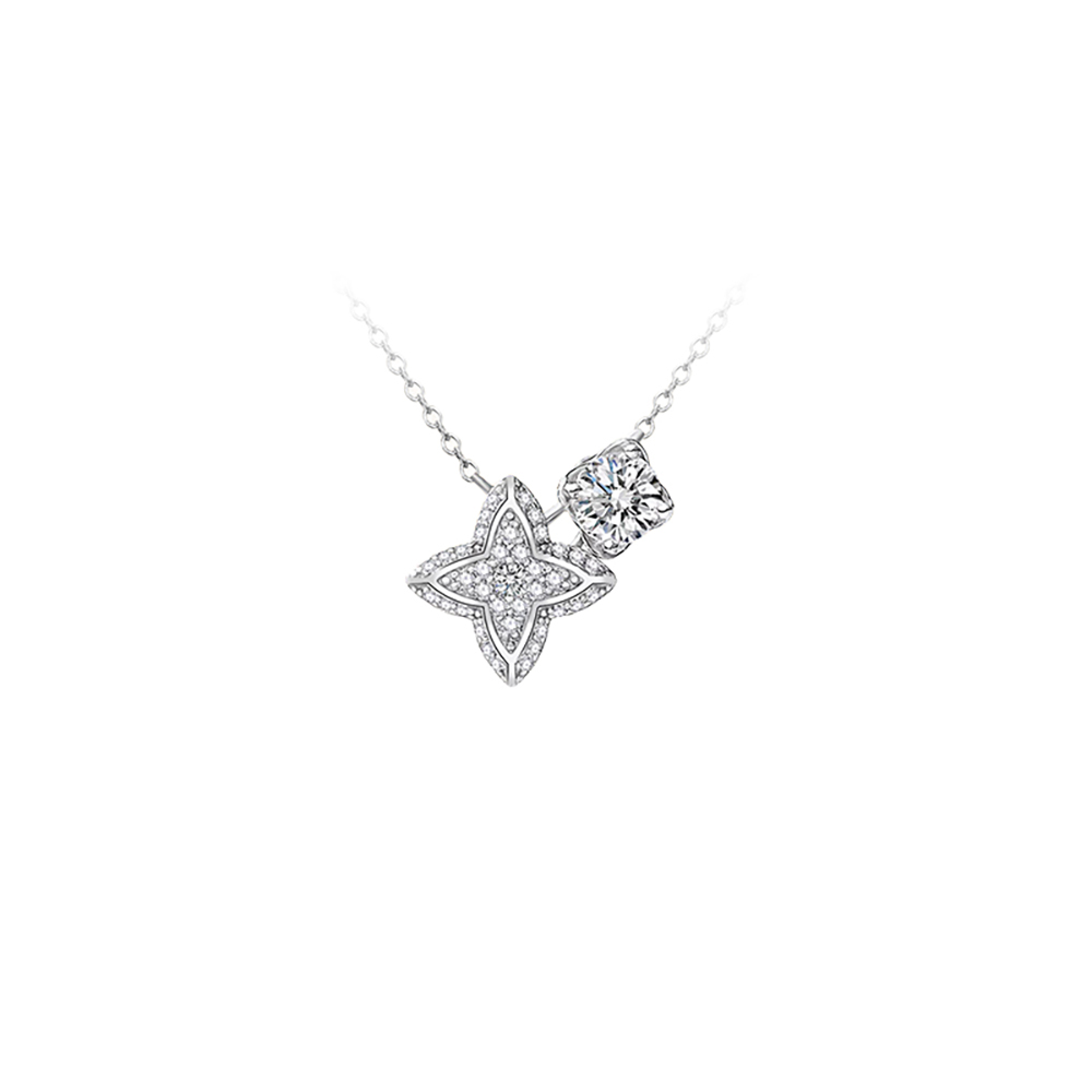 Fairy White Lab Grown Diamond in 18K White Gold Necklace