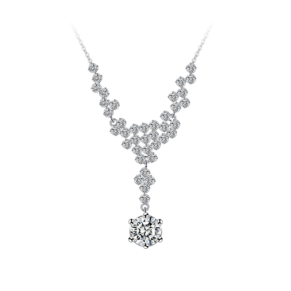 Small Evening Set White Lab Grown Diamond in 18K White Gold Necklace